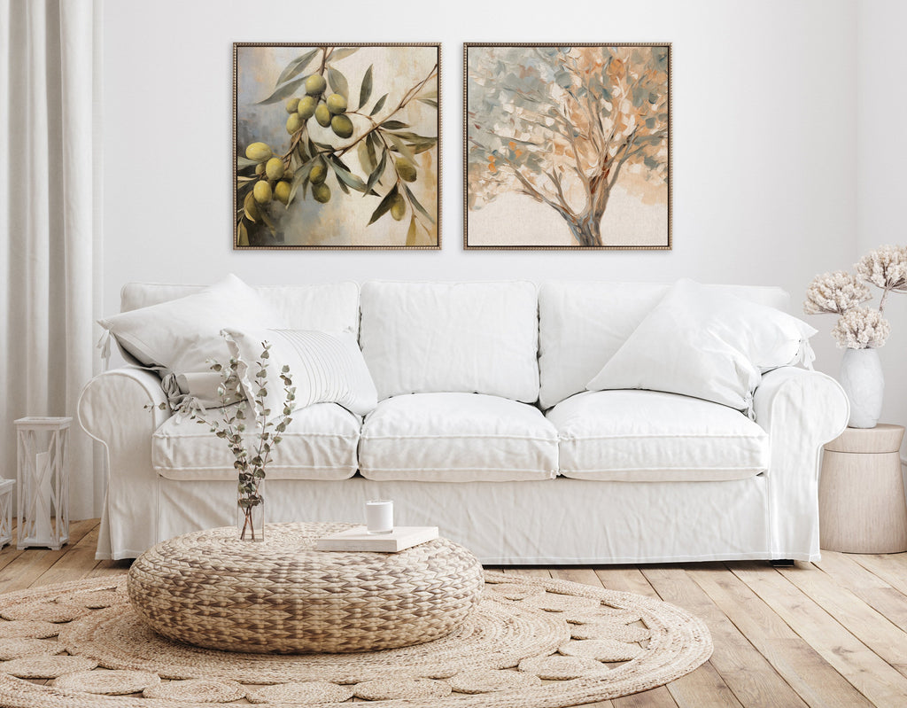 Sylvie Beaded Mediterranean Tree Framed Canvas by The Creative Bunch Studio