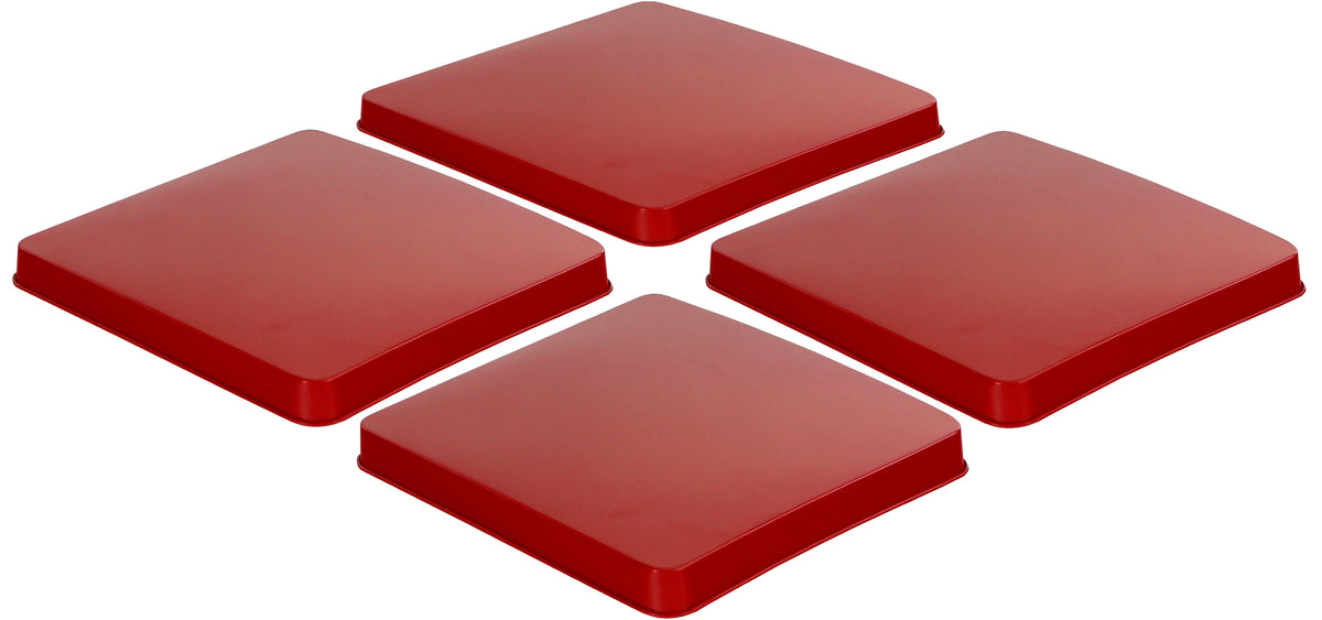Reston Lloyd Calypso Basics 4-Piece Square Tin Burner Cover Set for Gas Stoves, Red
