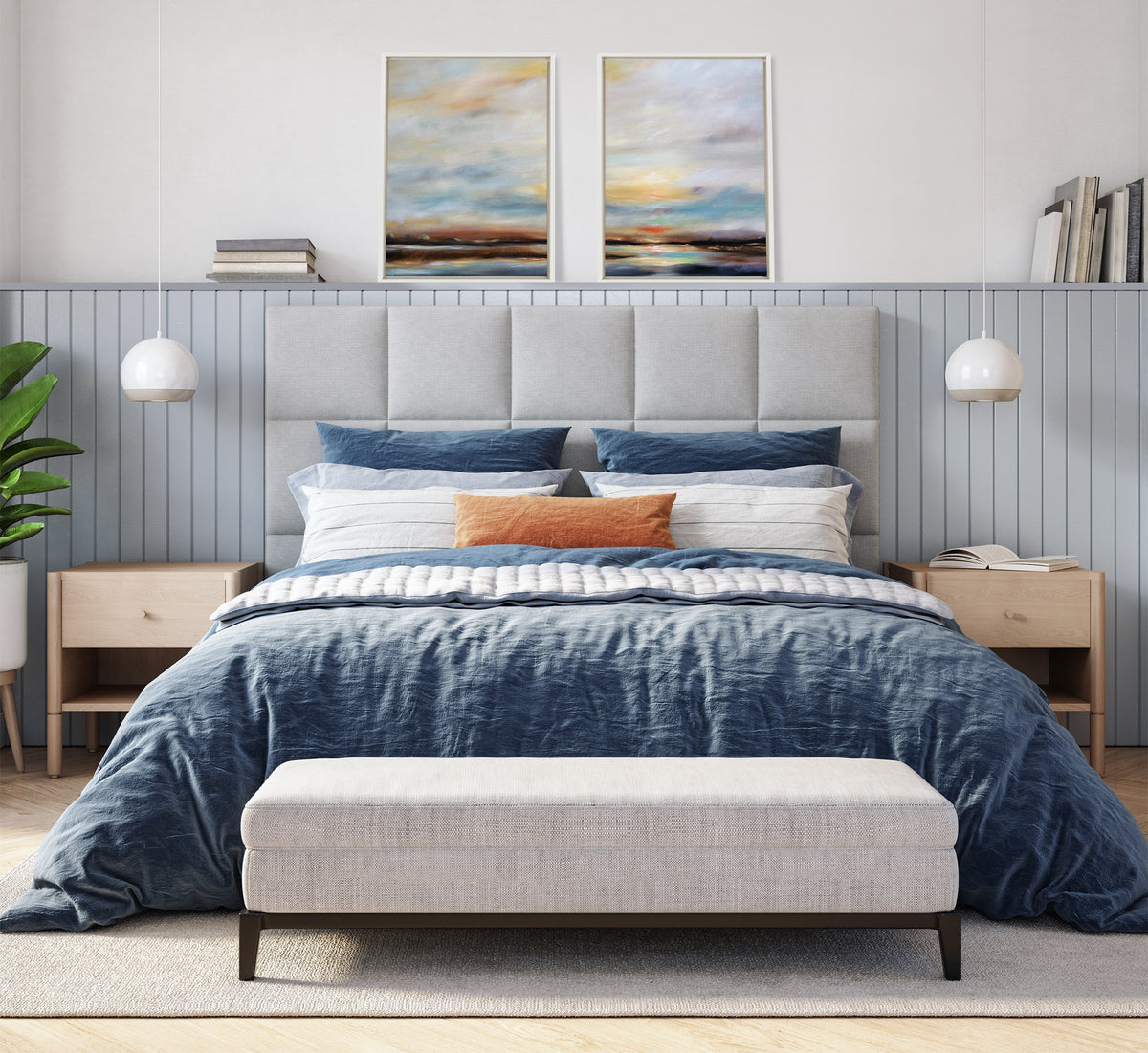 Sylvie Carolina Sunset Diptych Framed Canvas Art Set of 2 by Mary Sparrow