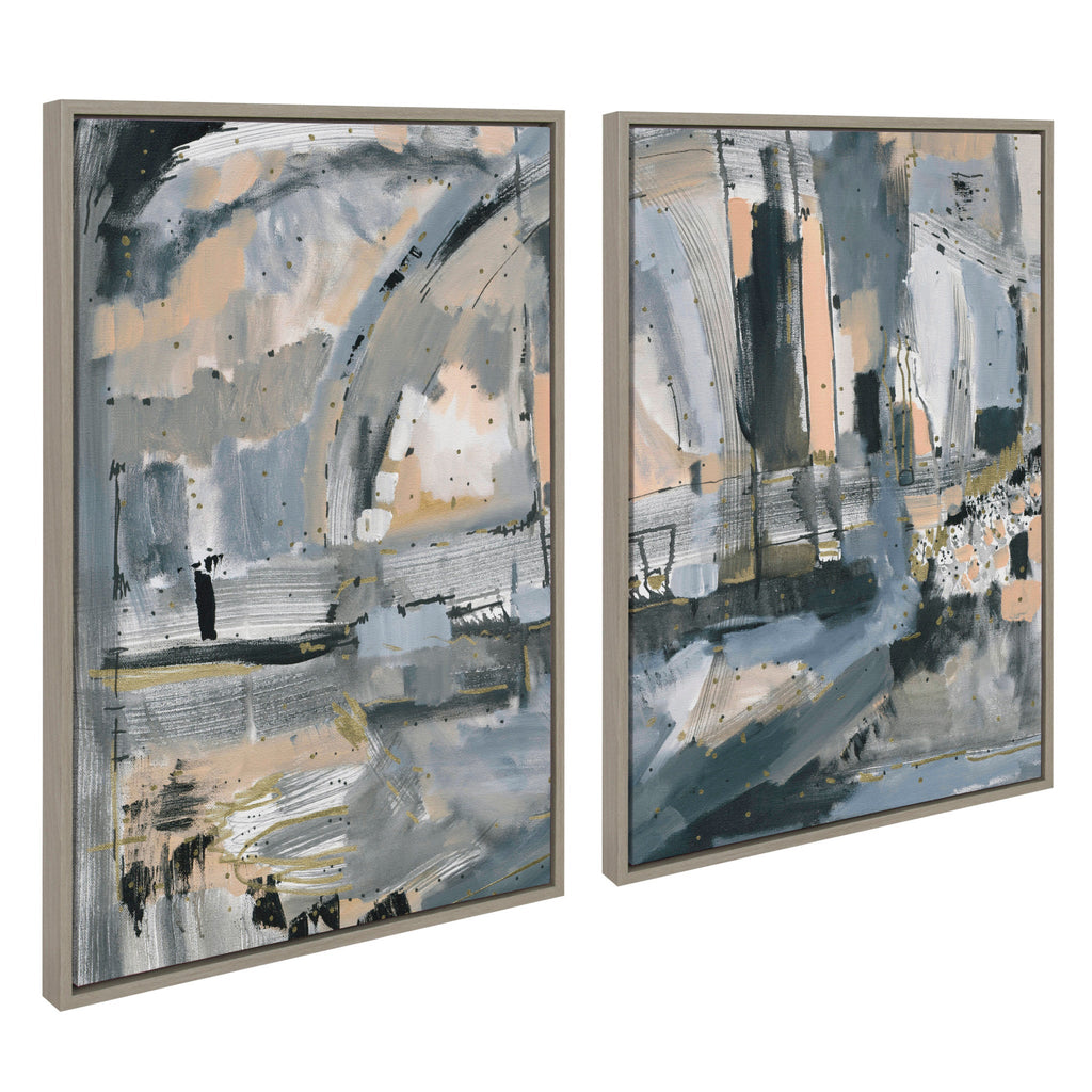 Sylvie Harbor Nights Set No 1 and Harbor Nights Set No 2 Framed Canvas Set of 2 by Leah Nadeau