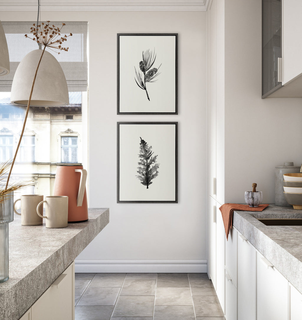 Sylvie Vintage Botanical 3 and 4 Framed Canvas Set of 2 by Teju Reval of SnazzyHues