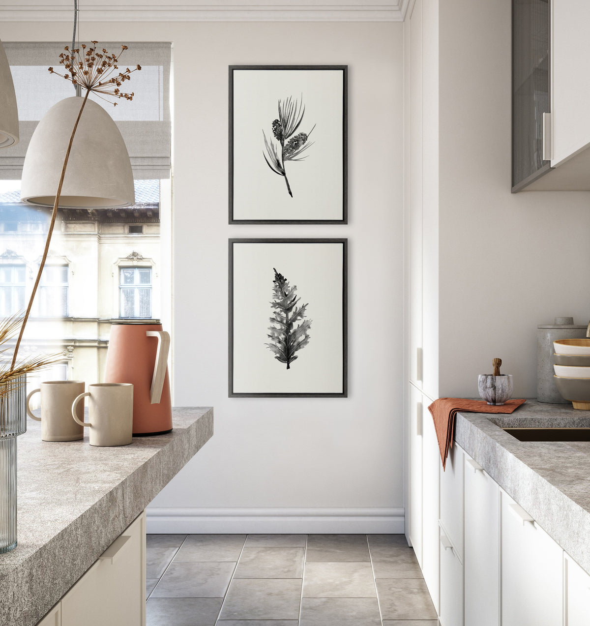 Sylvie Vintage Botanical 3 and 4 Framed Canvas Set of 2 by Teju Reval of SnazzyHues
