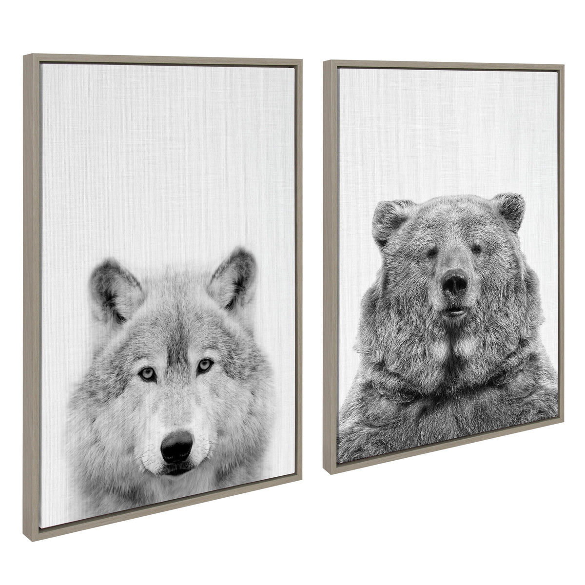 Sylvie Wolf and Bear European Framed Canvas Art Set of 2 by Simon Te of Tai Prints