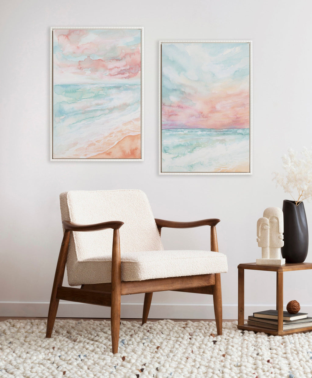 Sylvie Beaded All is Calm and Sky and Sea Framed Canvas Art Set of 2 by Julie Maida