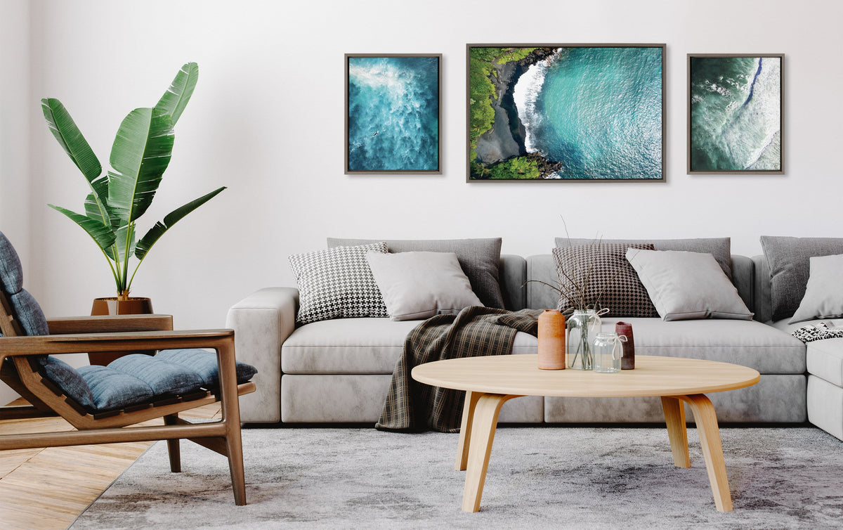 Sylvie Maui Black Sands Beach Framed Canvas Set of 3 by Rachel Bolgov
