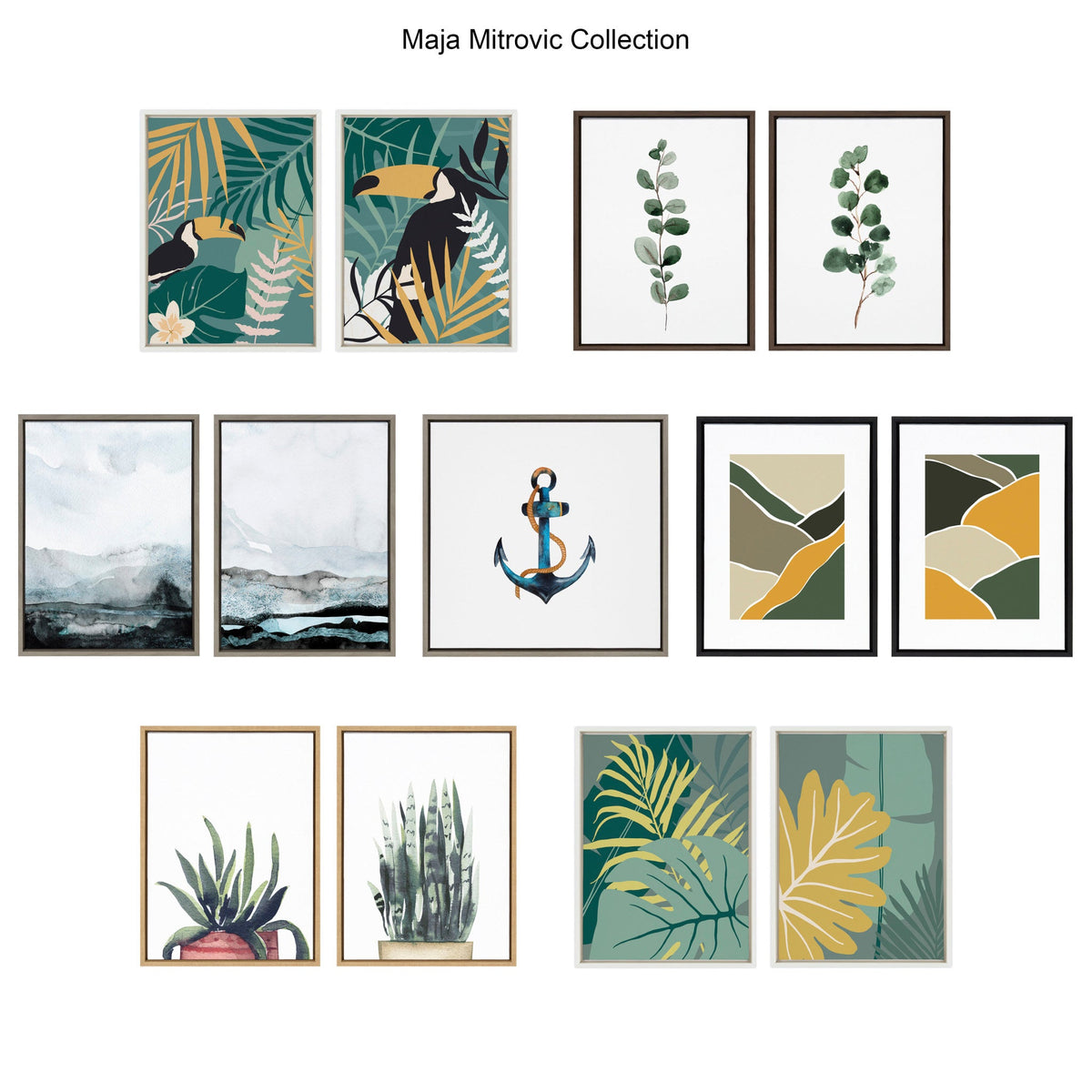 Sylvie Just Three Feathers Framed Canvas by Maja Mitrovic of Makes My Day Happy