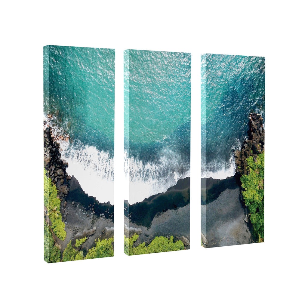 Maui Black Sands Beach Canvas Set of 3 by Rachel Bolgov