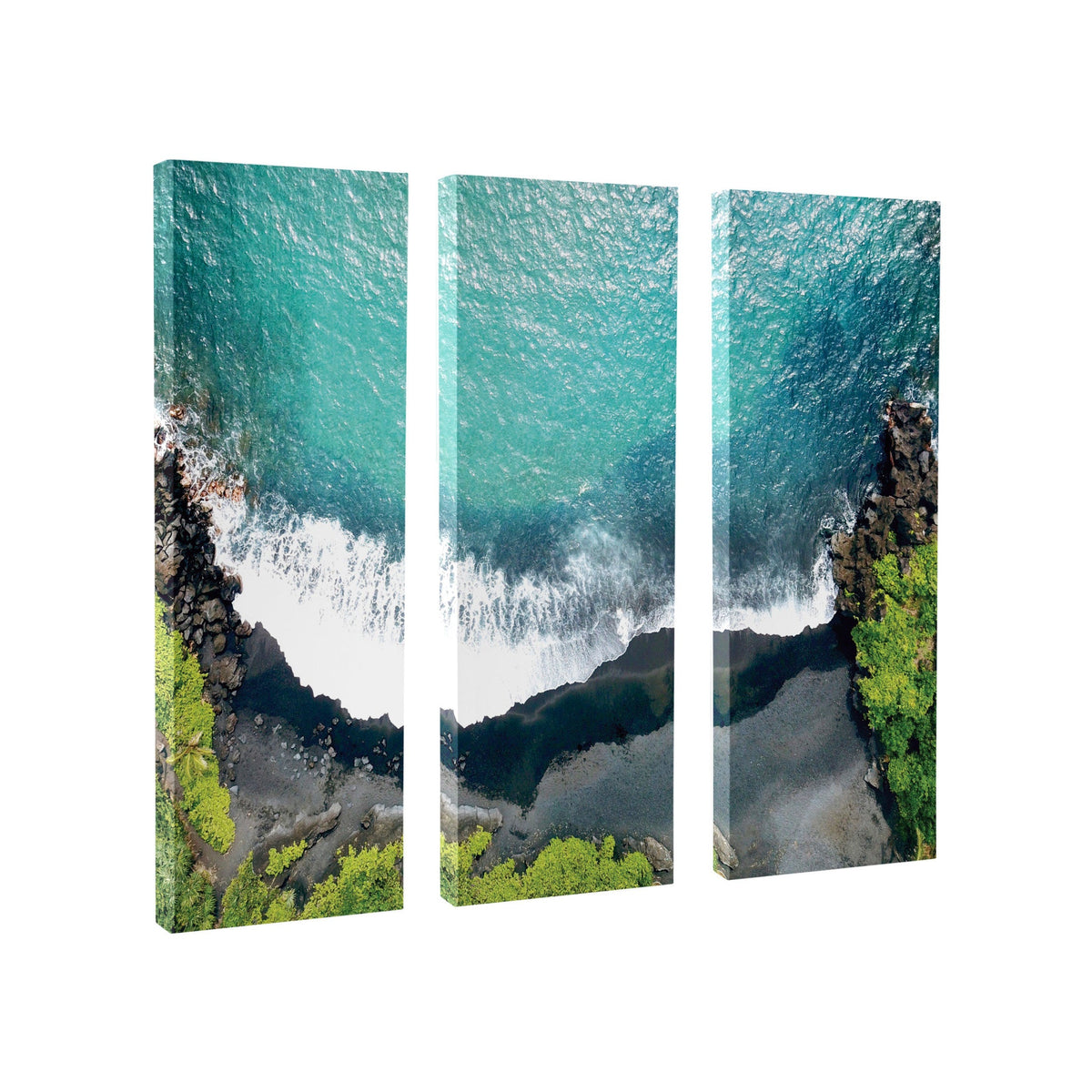 Maui Black Sands Beach Canvas Set of 3 by Rachel Bolgov
