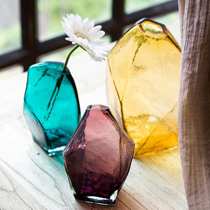 Hand-Blown Glass Vase in Various Colors