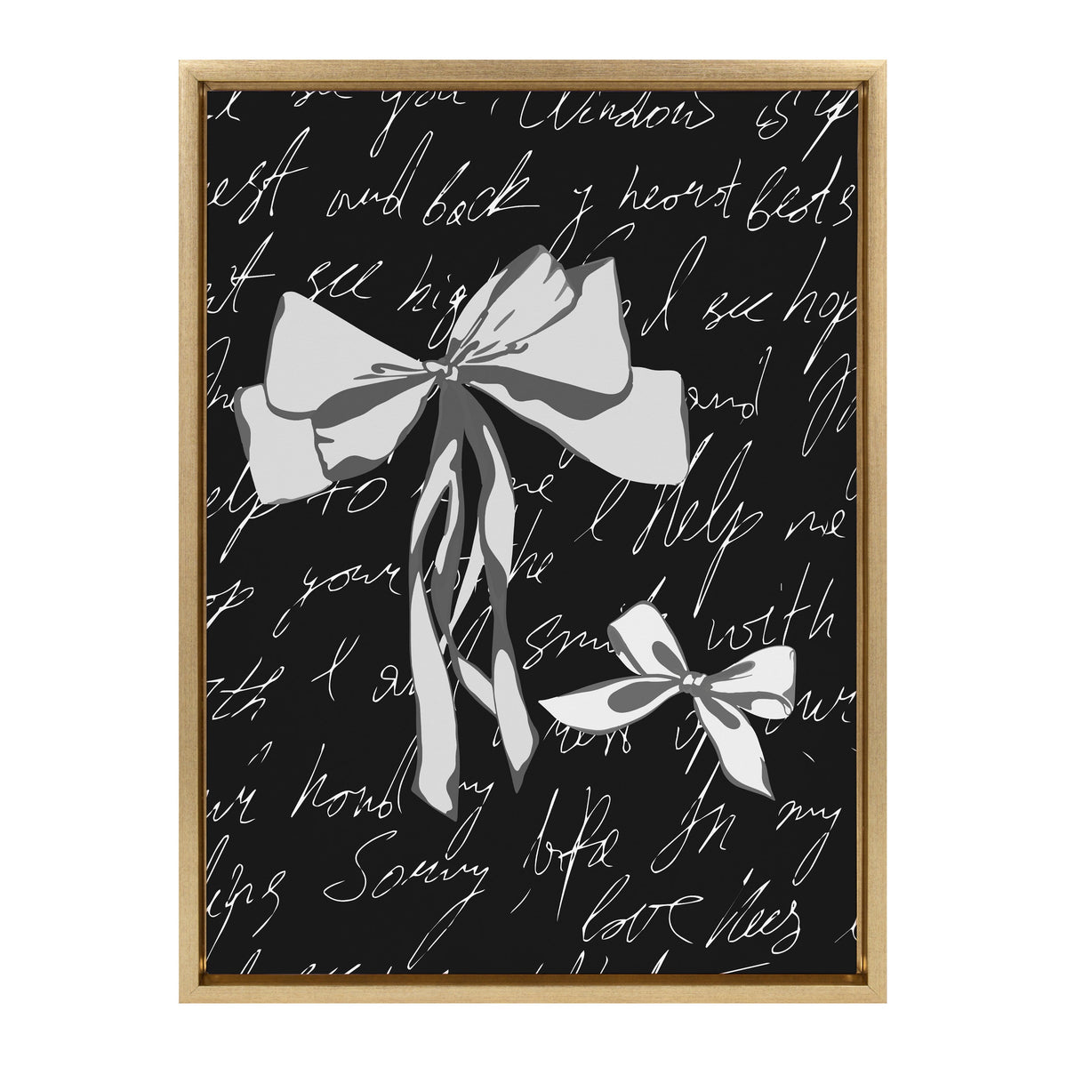 Sylvie Black White Bow Framed Canvas by Honey Island Studio