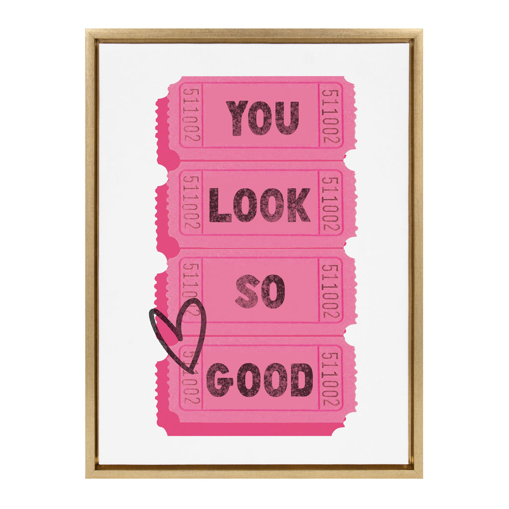Sylvie You Look So Good Pink Tickets Framed Canvas by Alli Standefer