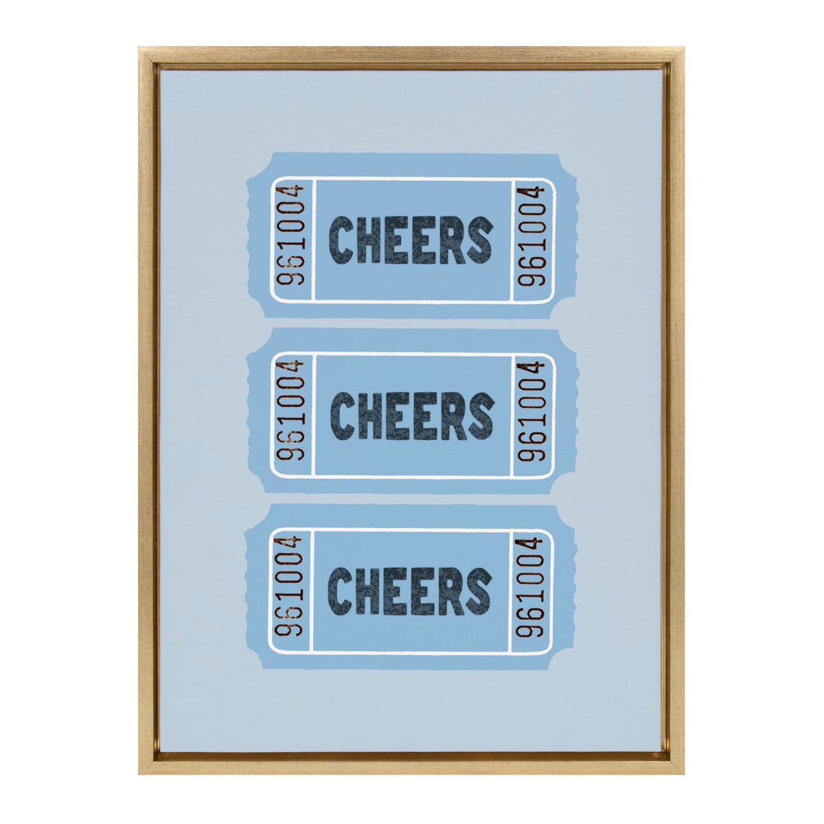 Sylvie Cheers Blue Ticket Framed Canvas by Alli Standefer
