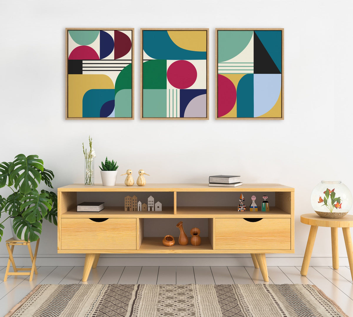 Sylvie MCM Pattern 07 08 and 09 Framed Canvas Set of 3 by Rachel Lee of My Dream Wall