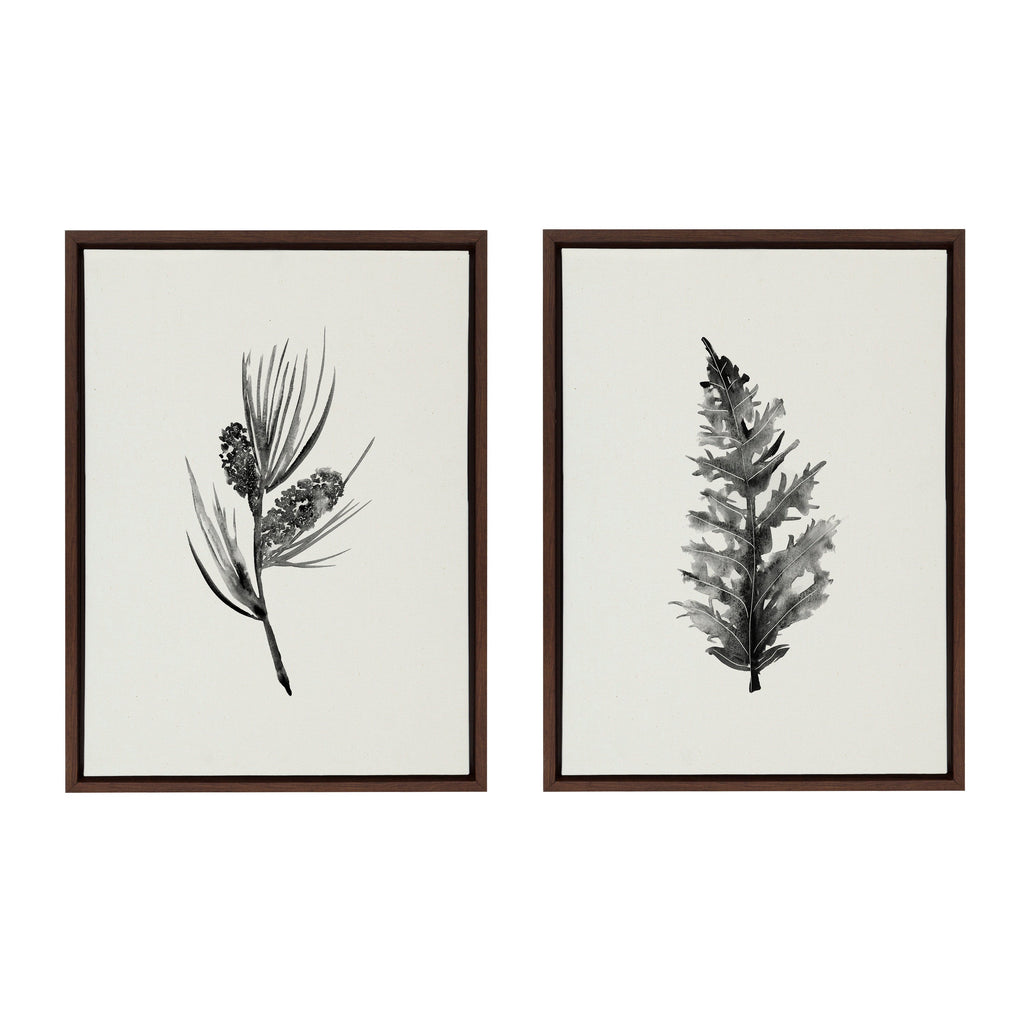 Sylvie Vintage Botanical 3 and 4 Framed Canvas Set of 2 by Teju Reval of SnazzyHues
