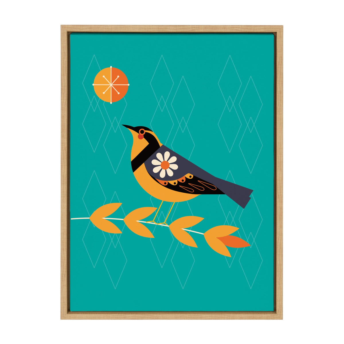Sylvie Varied Thrush Framed Canvas by Amber Leaders Designs
