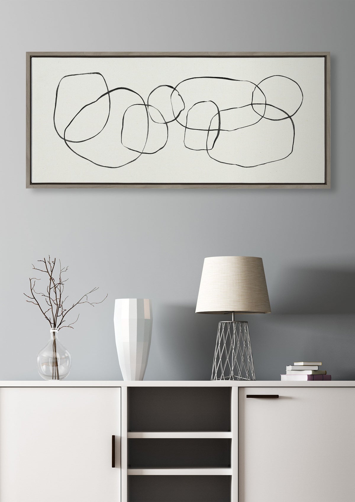 Sylvie Dancing Circles Framed Canvas by Teju Reval of SnazzyHues