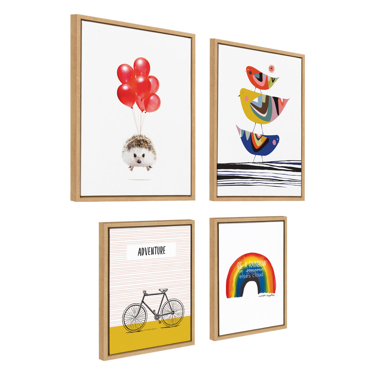 Sylvie Whimsy Modern Framed Canvas Set of 4