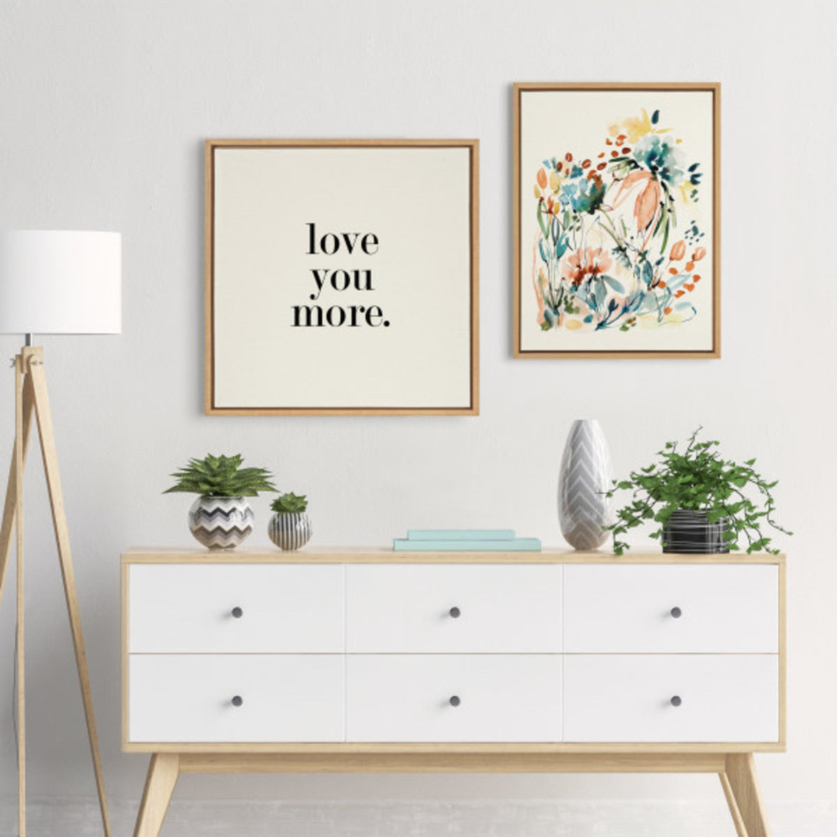 Sylvie Love You More Flinen Framed Canvas by Maggie Price of Hunt and Gather Goods
