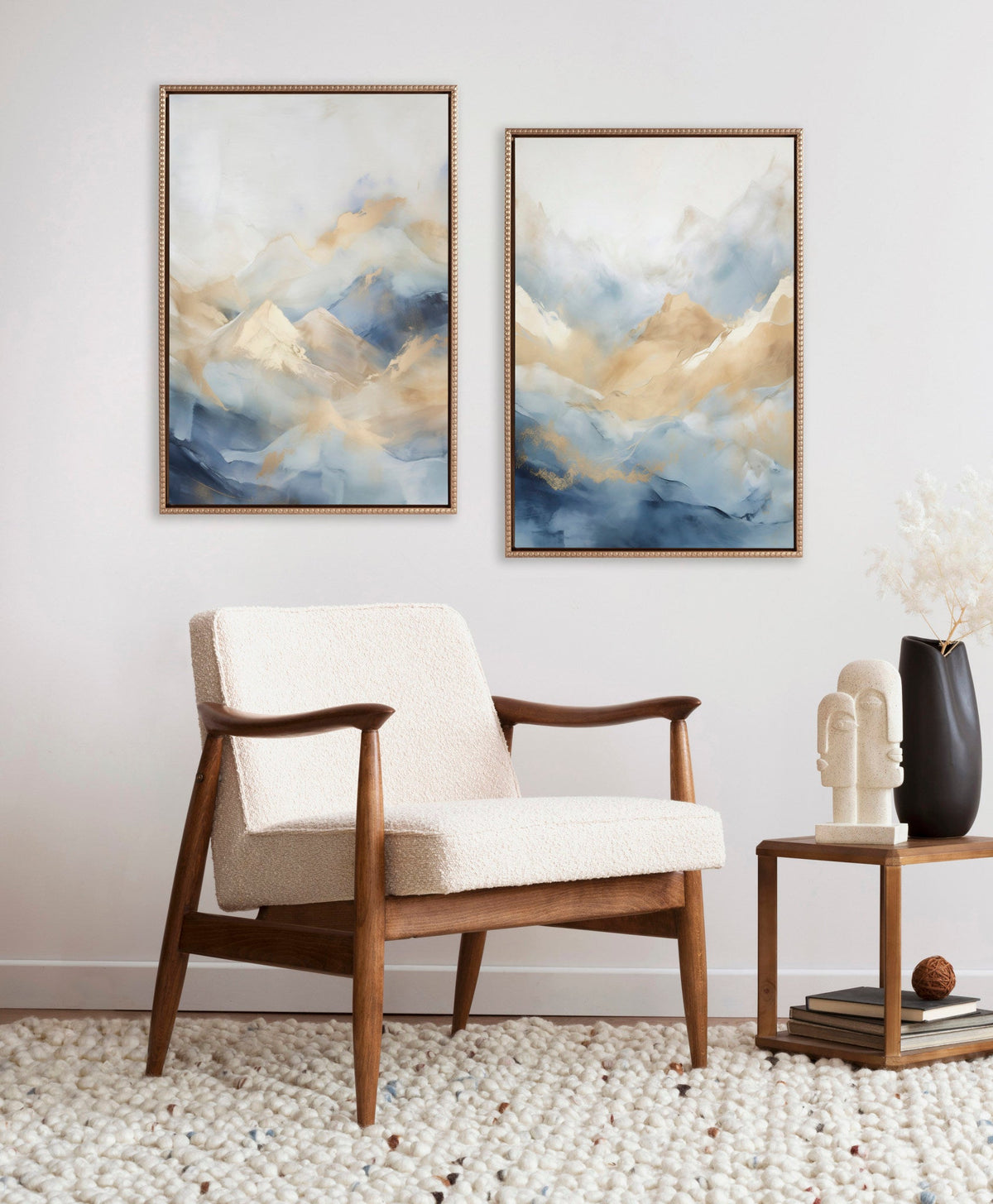 Sylvie Beaded Blue Mountains I and II Framed Canvas Art Set of 2 by Amy Lighthall