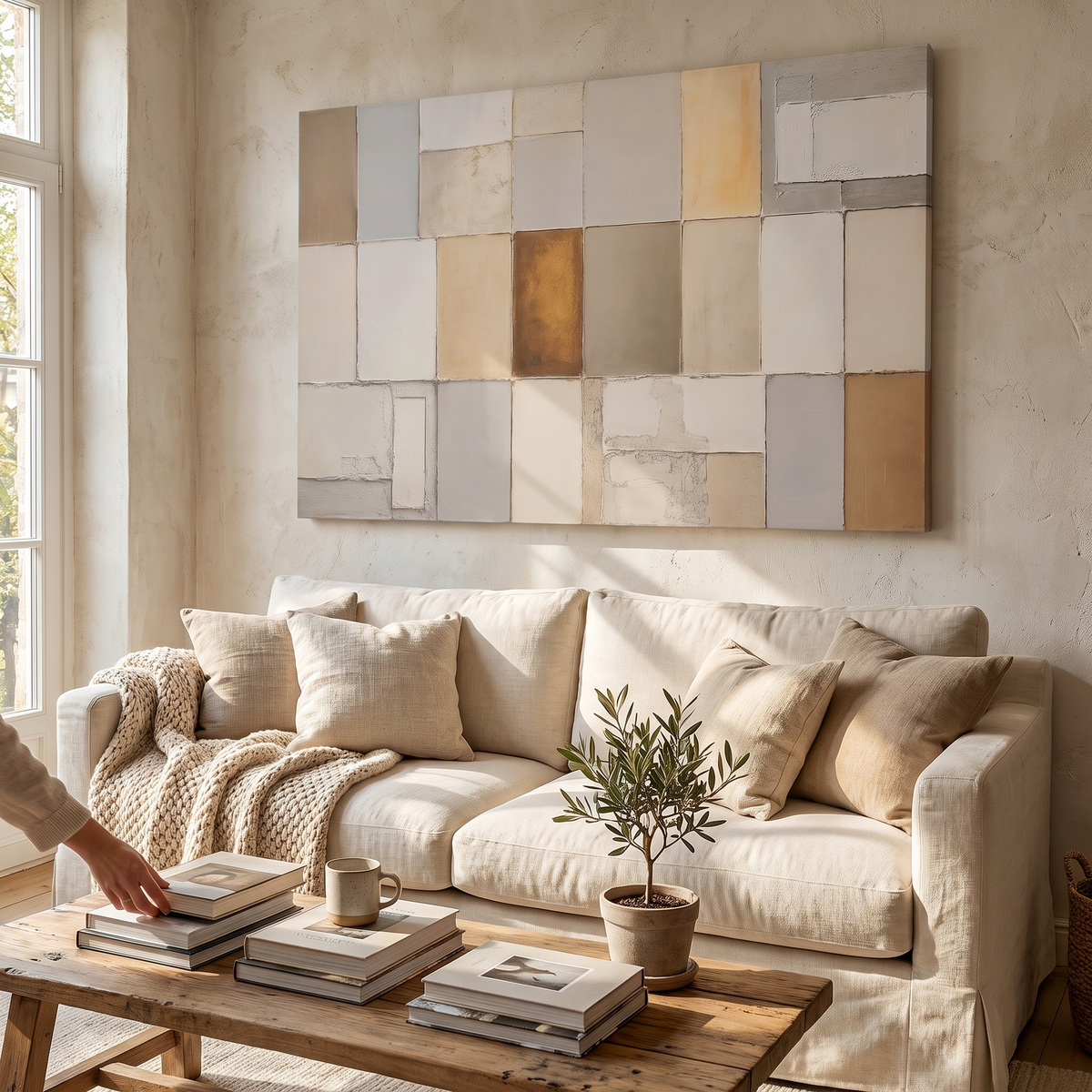 Earth Tones Patchwork Geometric Wall Art