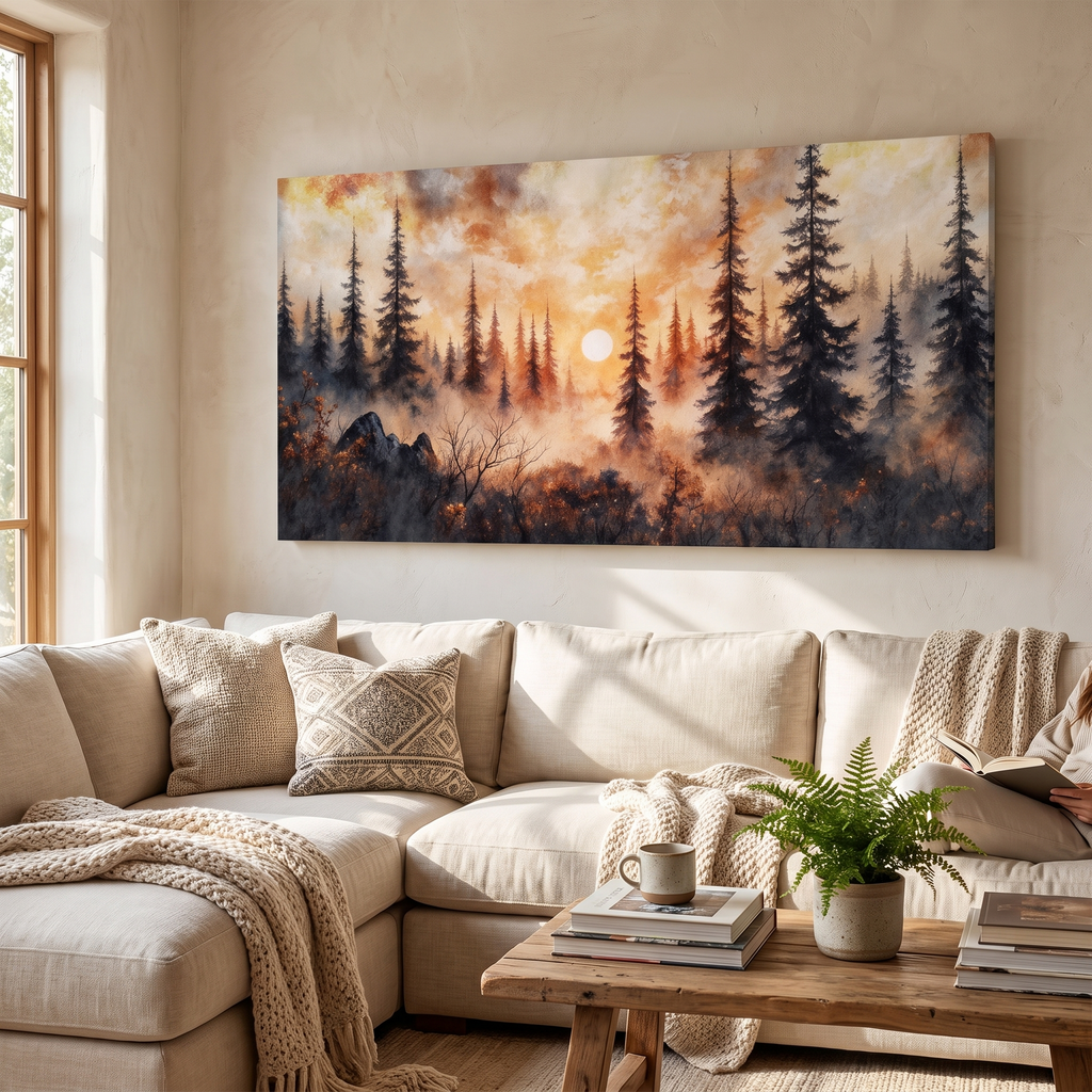 Rustic Forest Sunset Wall Art
