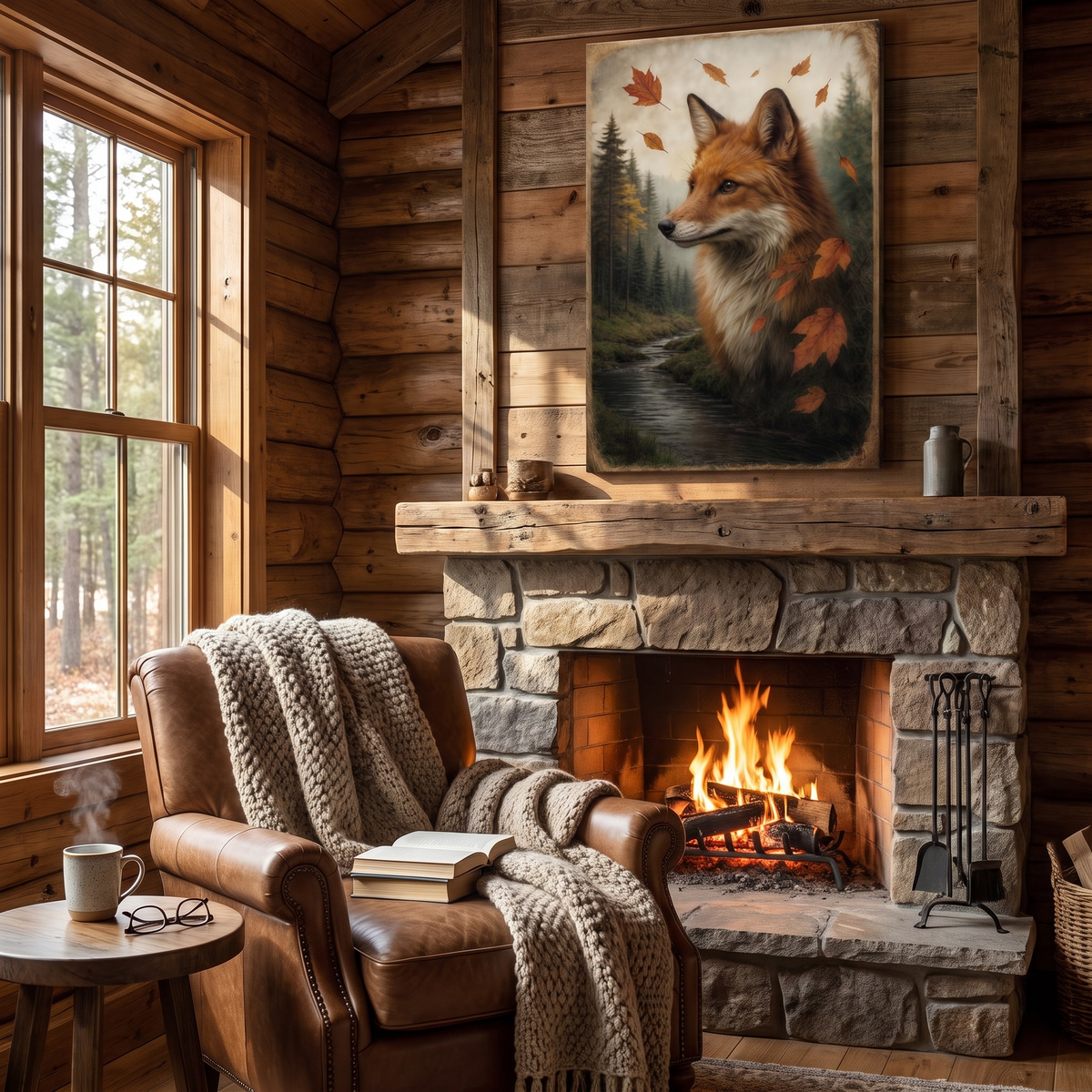 Autumn Fox Double Exposure Wall Art