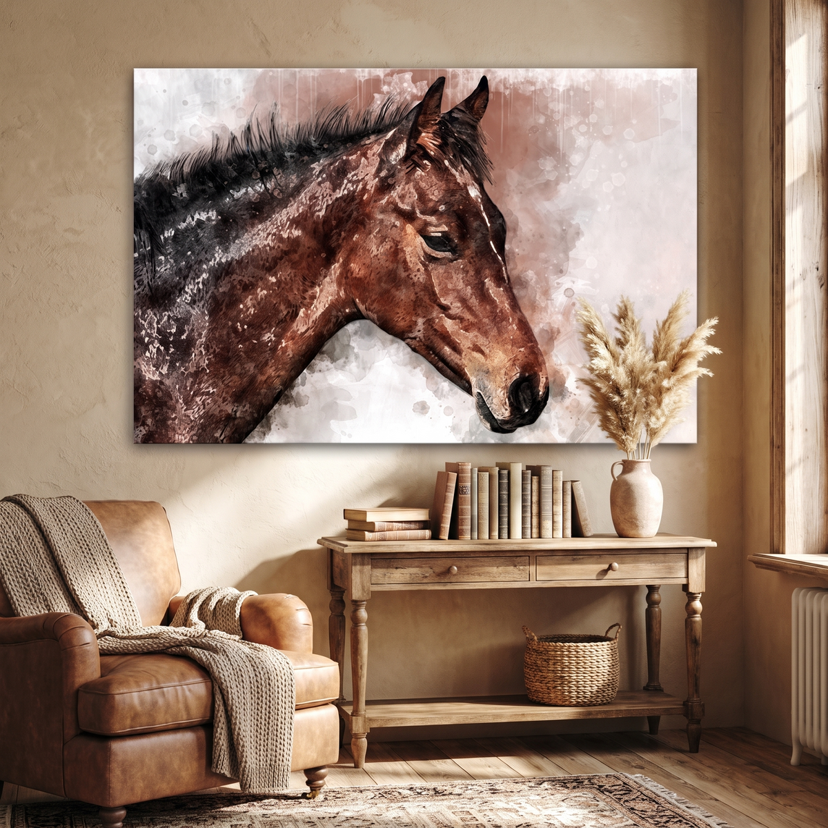 Horse Watercolor Canvas Wall Art
