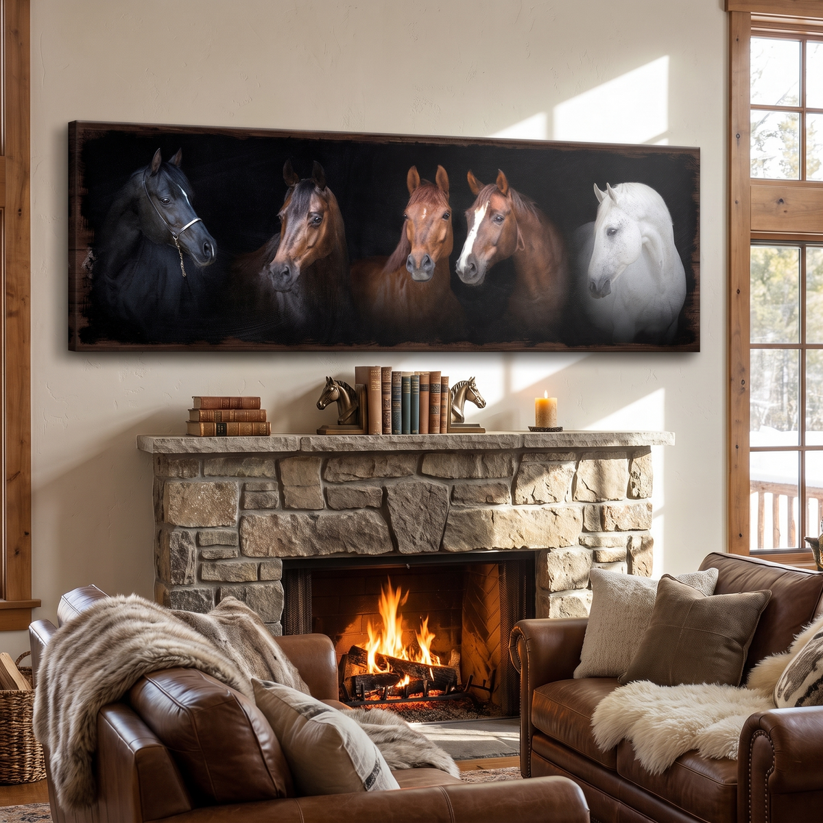 A Family Of Horses Canvas Wall Art