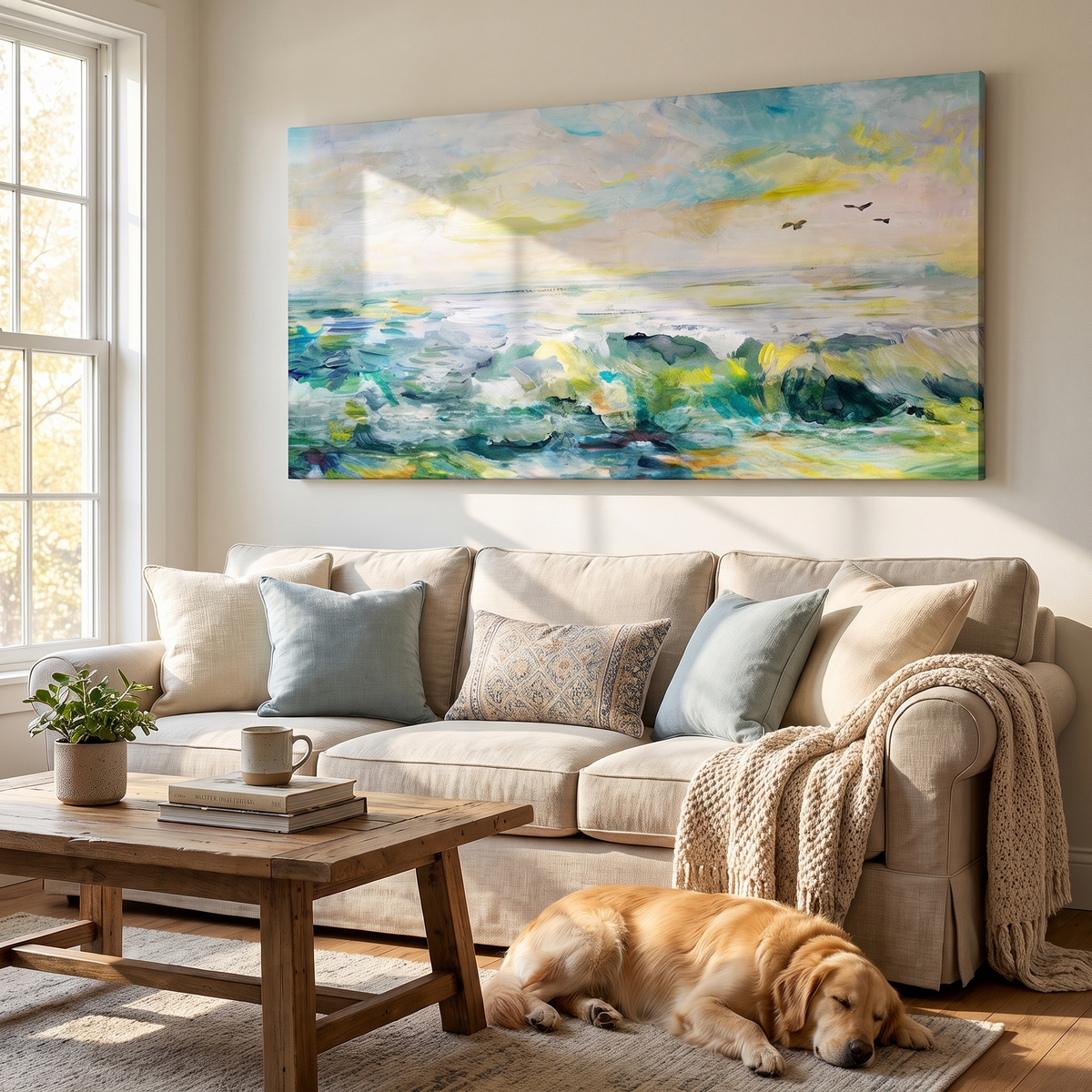 Rocks, Sea, And Sky Canvas Wall Art