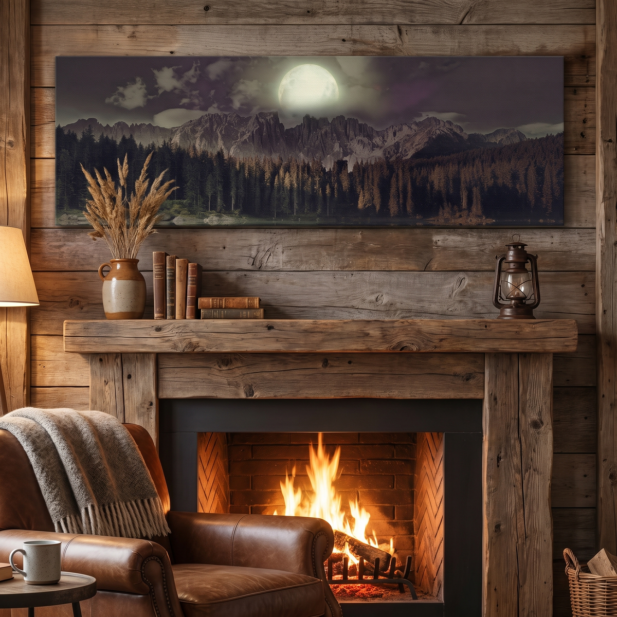 Full Moon Setting Canvas Wall Art