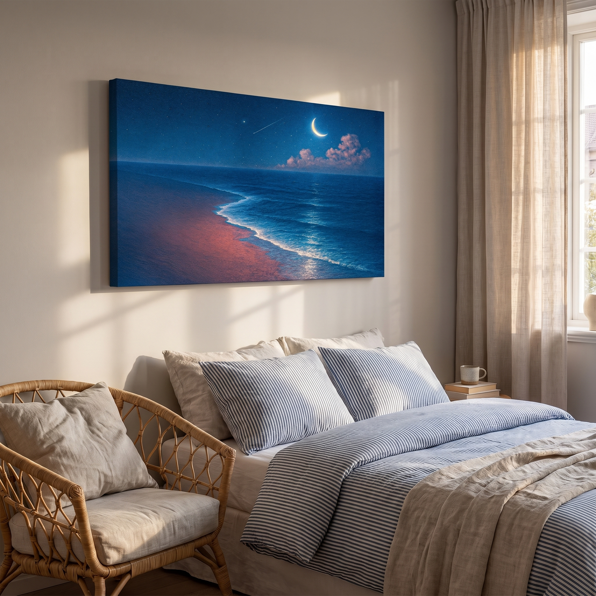 Beach Shoreline Coastal Canvas Wall Art V, Gallery Wrapped in the USA