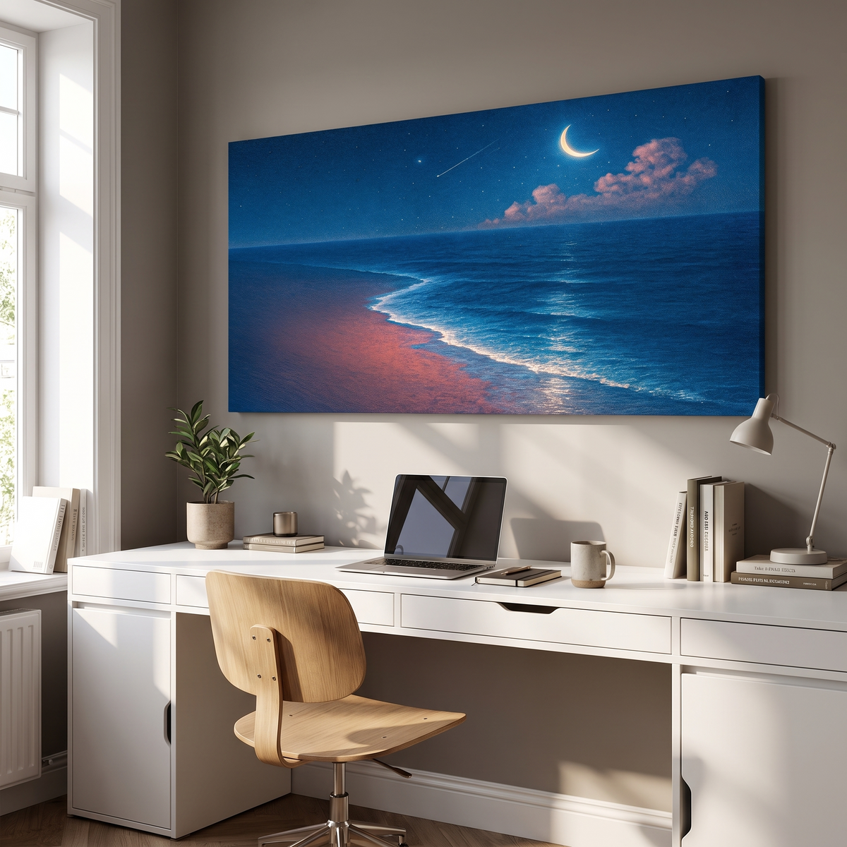 Beach Shoreline Coastal Canvas Wall Art V, Wide Format for Big Walls