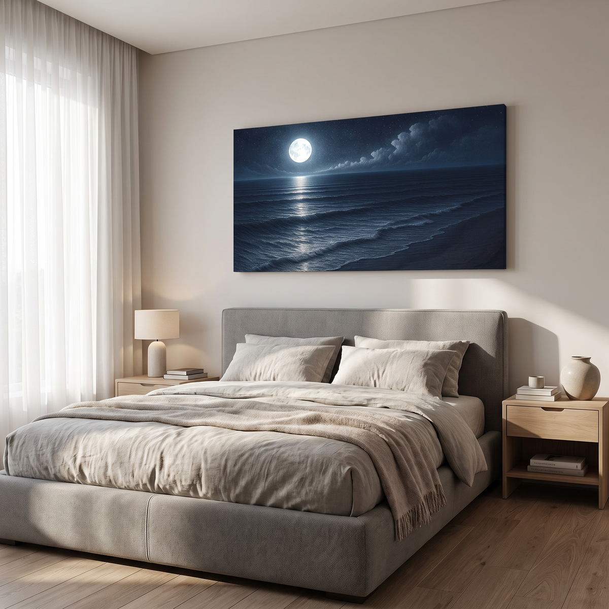 Beach Shoreline Coastal Canvas Wall Art, Panoramic Scale, Simple Beauty