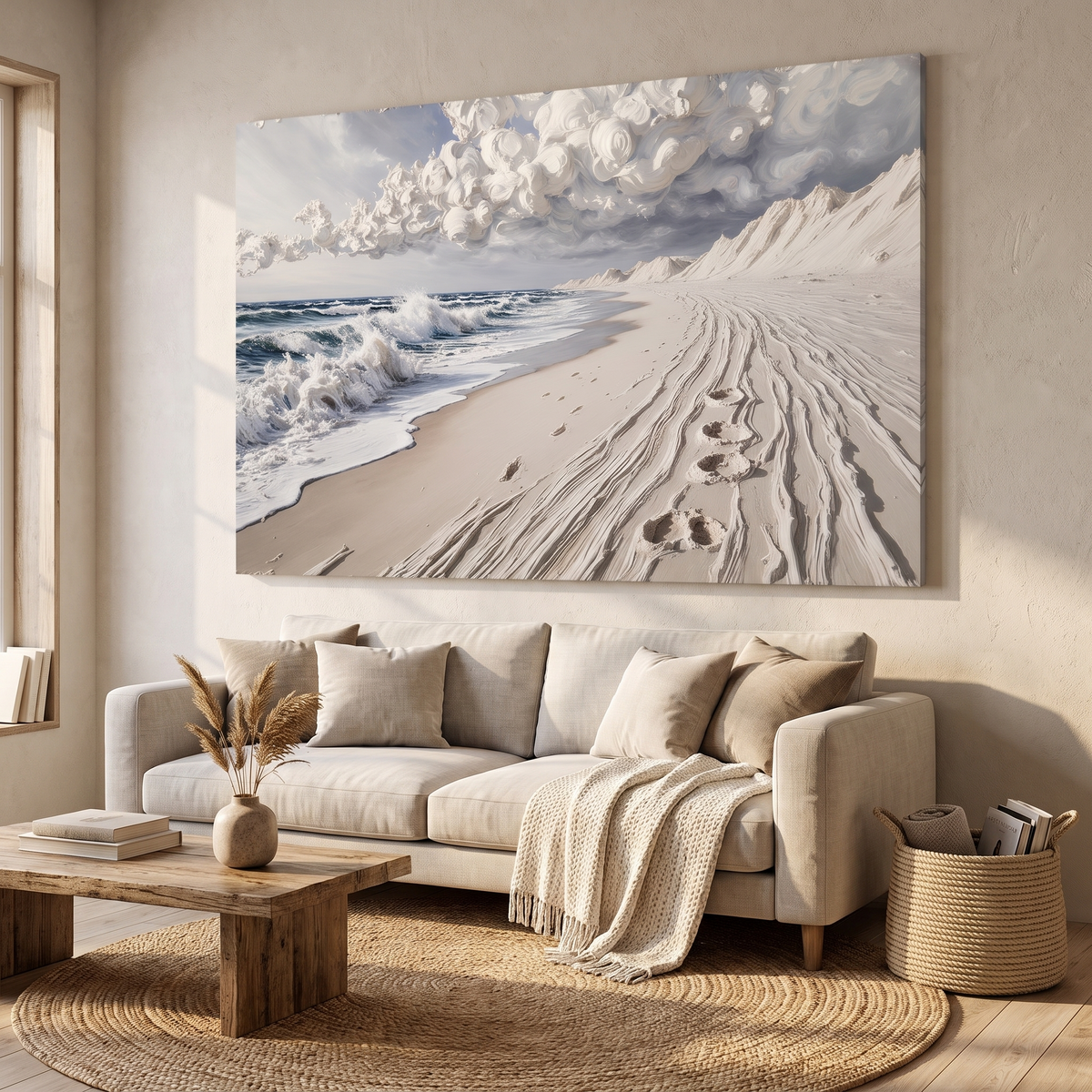 Footprints in the Sand Canvas Wall Art, Easy Setup, Lasting Color