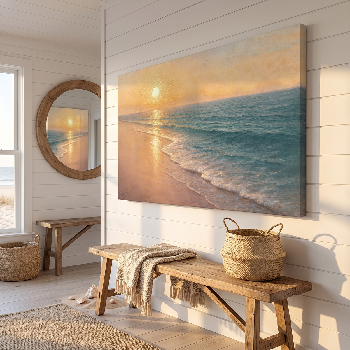 Beach Shoreline Coastal Canvas Wall Art IV, Gallery Wrapped in the USA