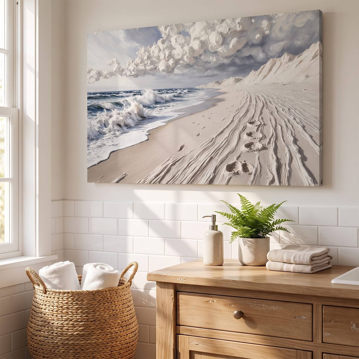 Footprints in the Sand Canvas Wall Art, A Gentle Reminder to Slow Down
