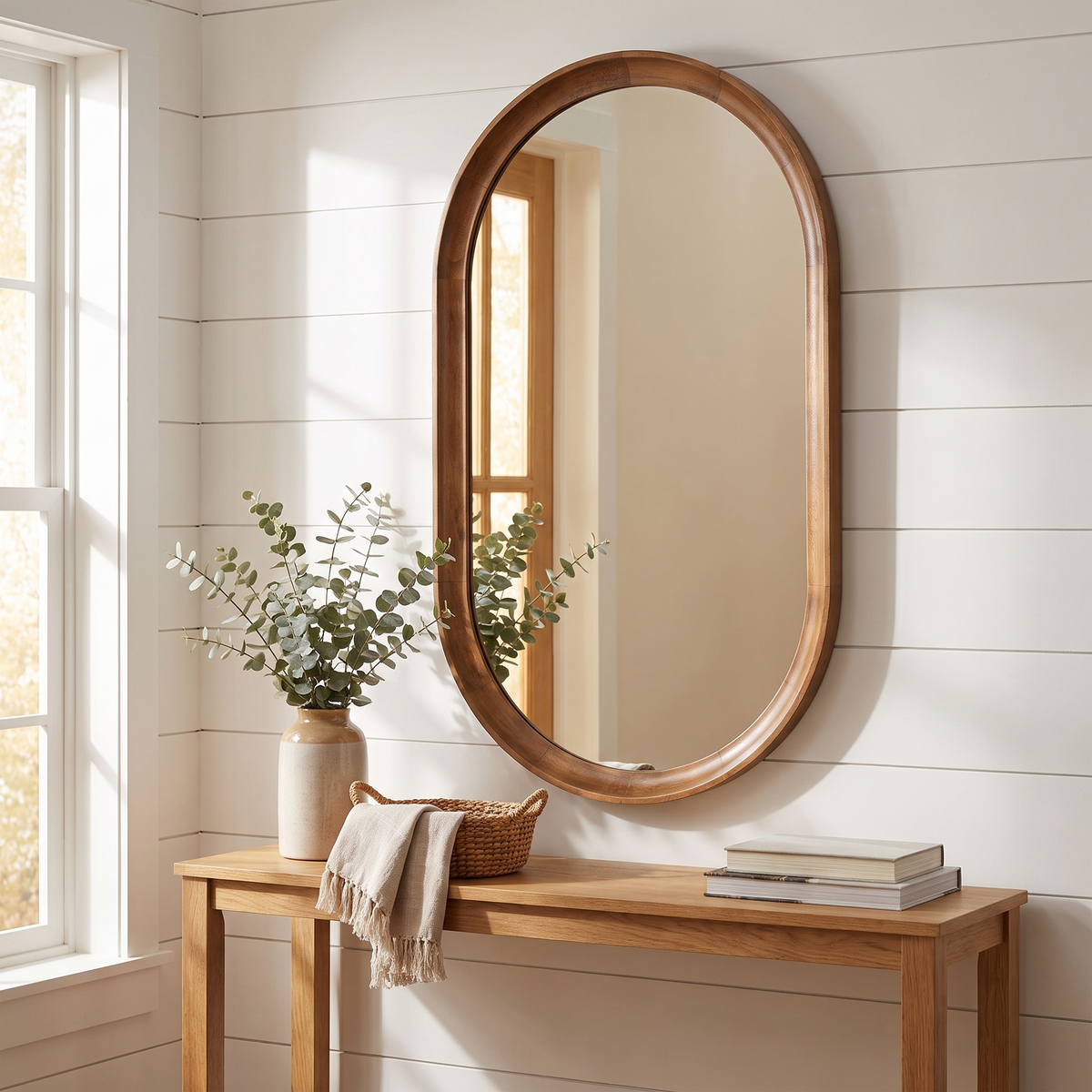 Hatherleigh Capsule Wood-Frame Wall Mirror