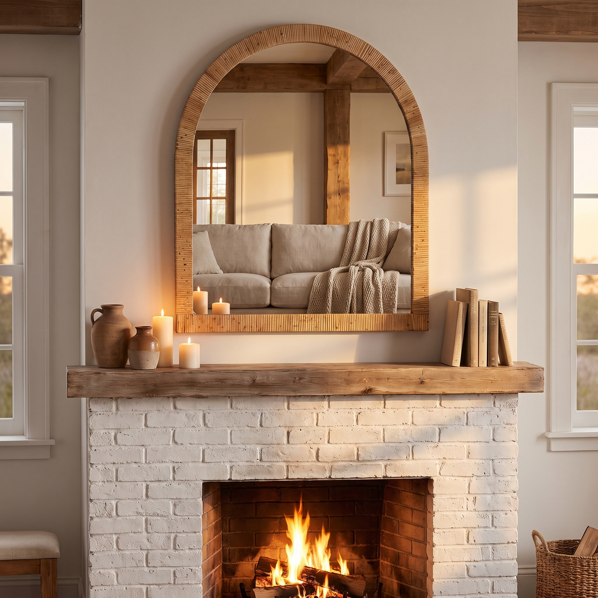 Rahfy Arch Framed Wall Mirror, Hangs easily, ships free