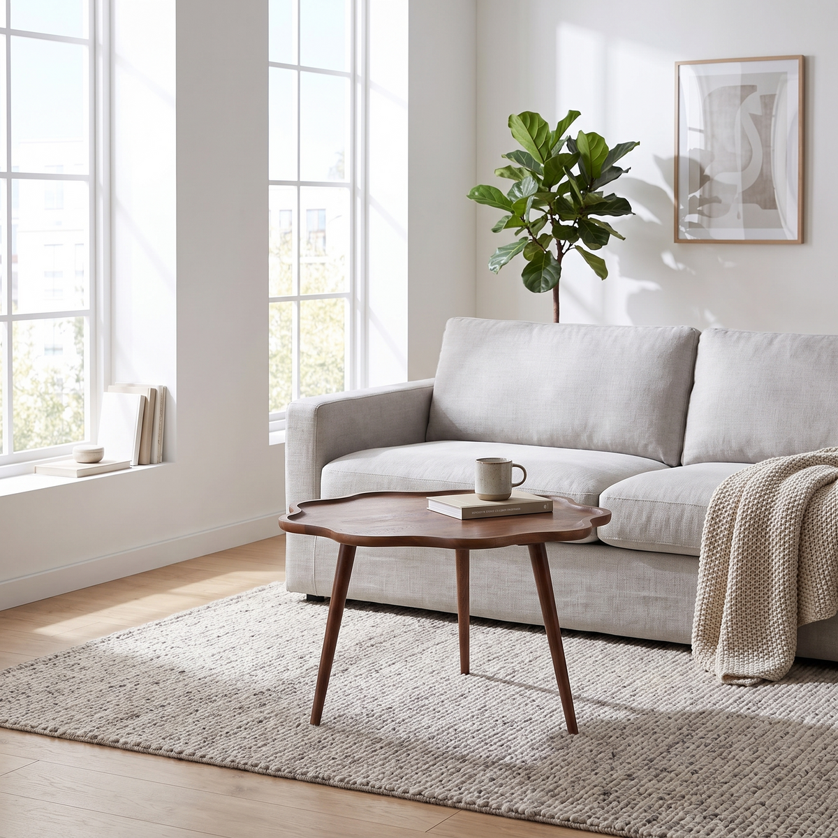 Alezar Scallop Wood Coffee Table, Made for the living room