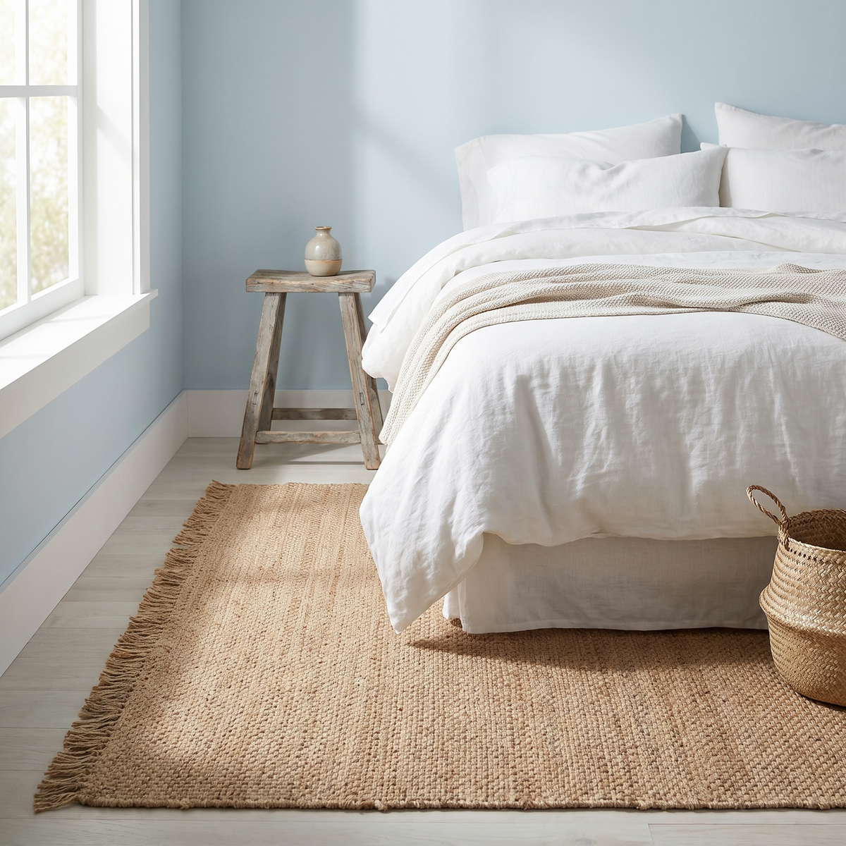 Hovland Hand Woven Natural Jute Rag Rug, Texture that grounds a room