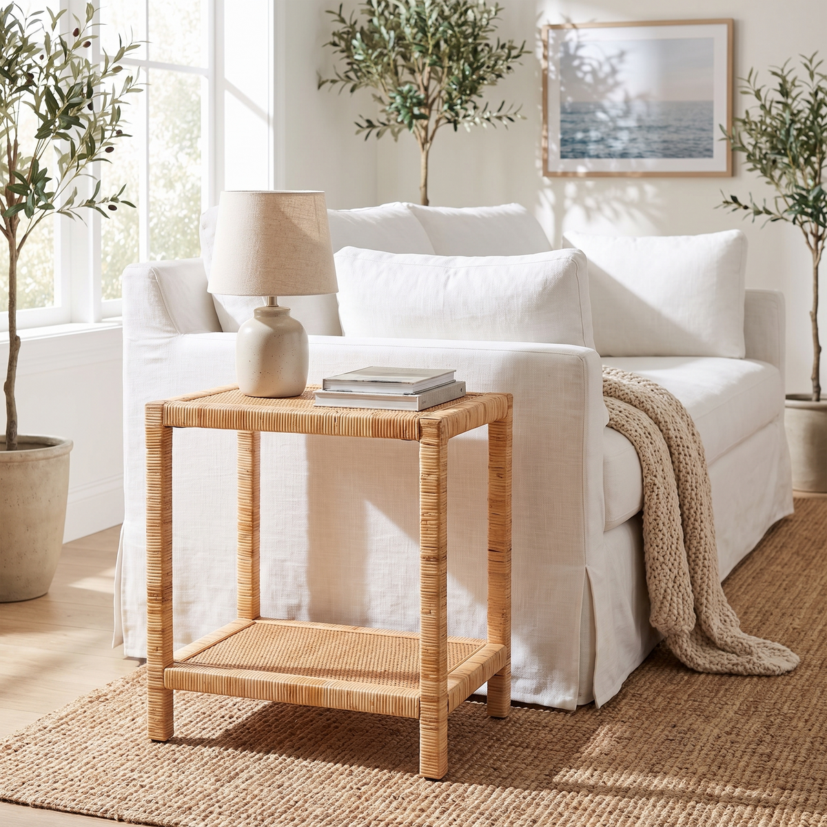 Rafina Rattan Rectangle Side Table