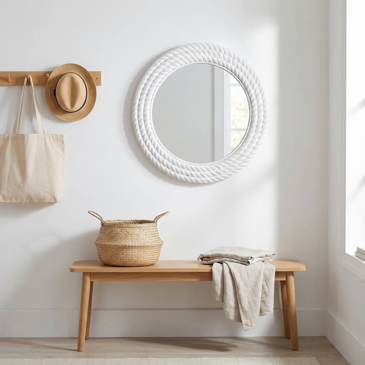 Polverigi Round White Mirror, Light, durable, ships free