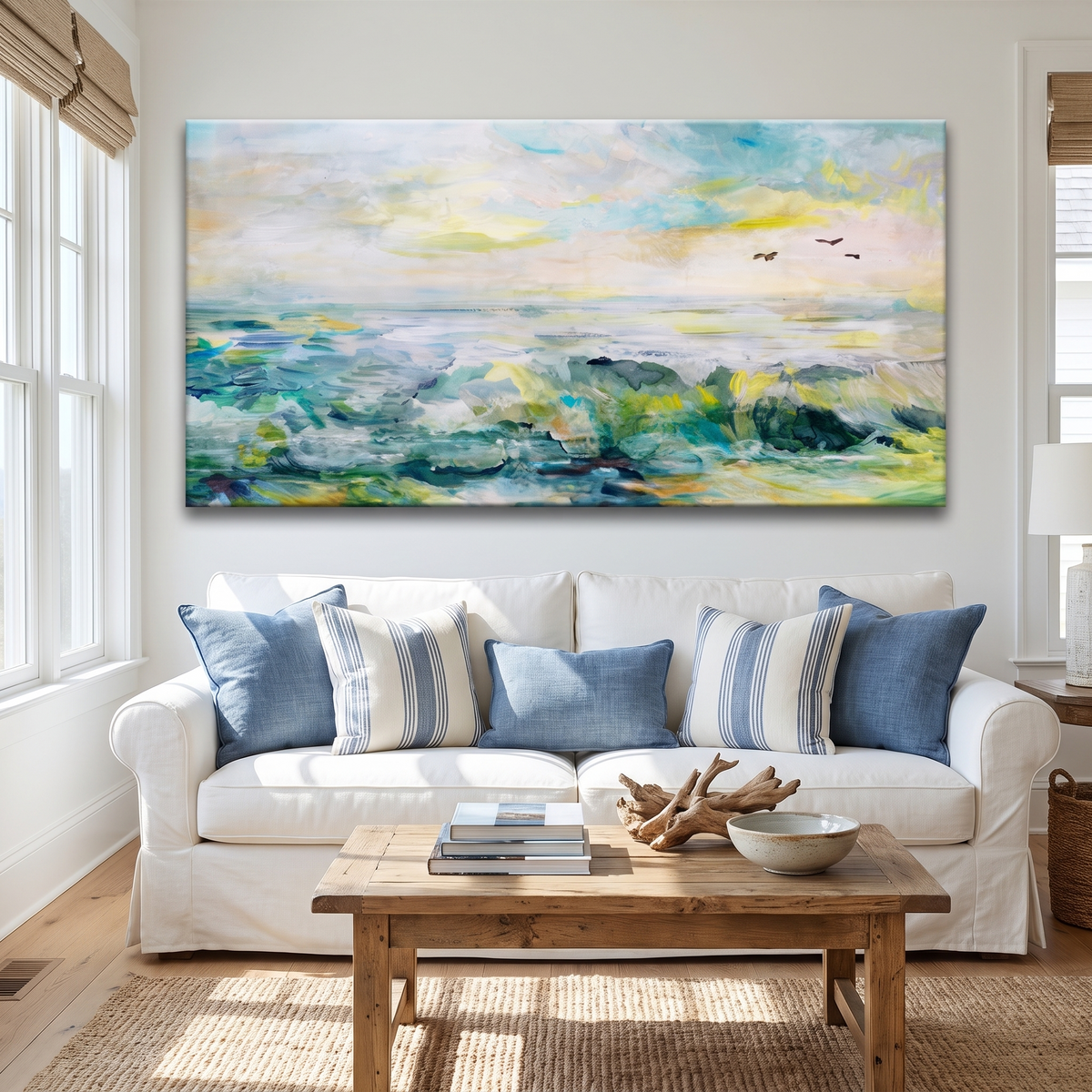 Rocks, Sea, And Sky Canvas Wall Art