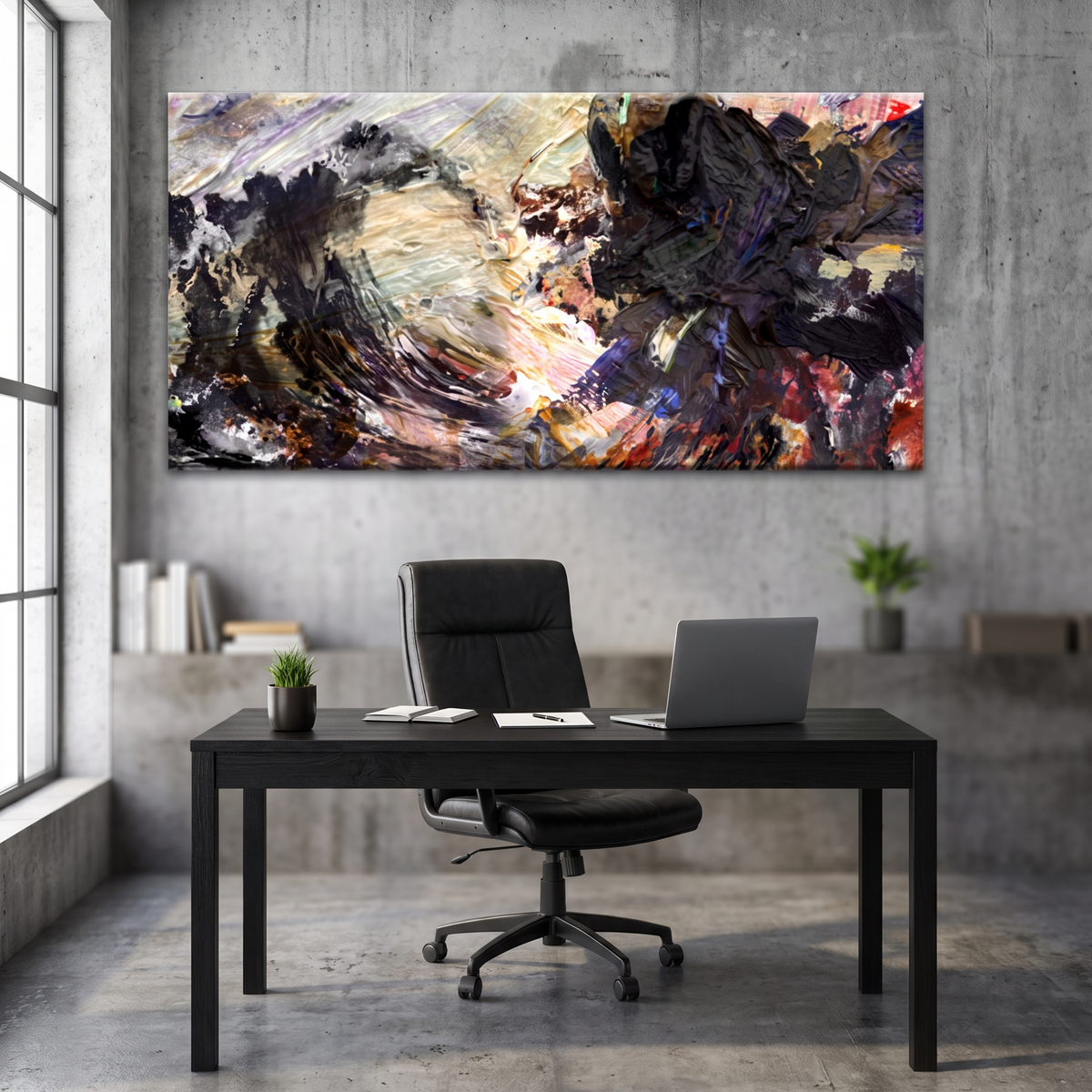 Waves Abstract Painting Canvas Wall Art, Ready to hang, ships free
