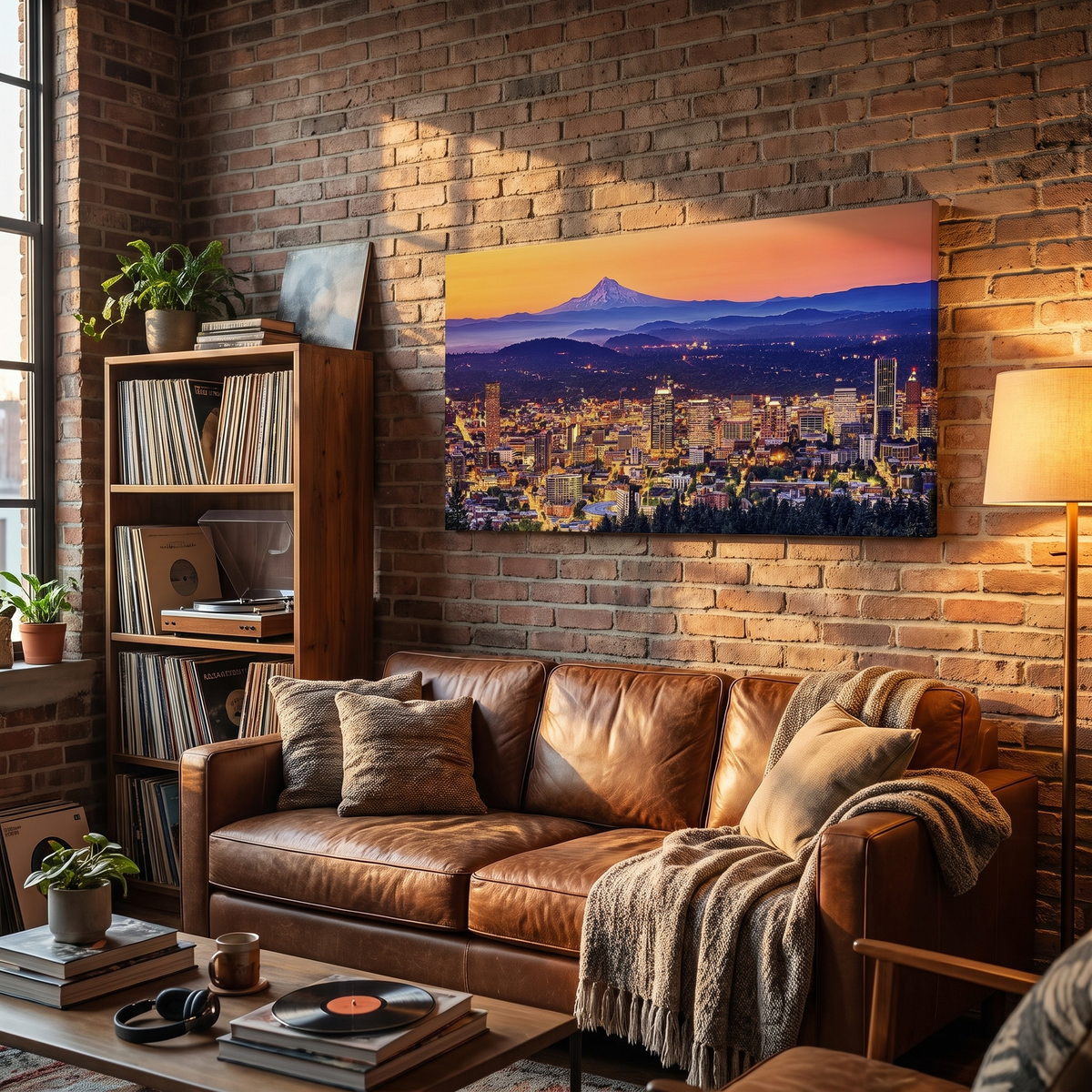 Portland Oregon Skyline Canvas Wall Art, Ready to hang, ships free