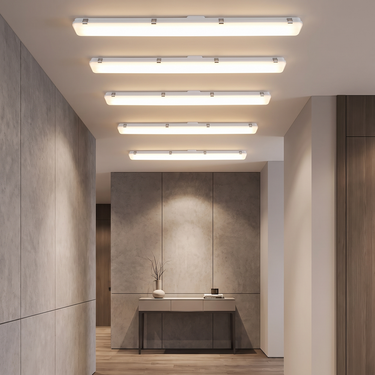 RP Lighting Linear Vapor Tight Integrated LED Light Strip, 1-Light, 50"W, 6-Pack, shown in use