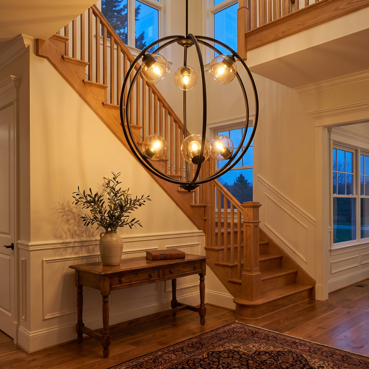 Williamsville Chandelier, shown in use