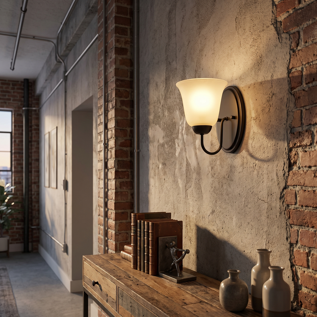 Heysham Black Iron Wall Sconce, shown in use