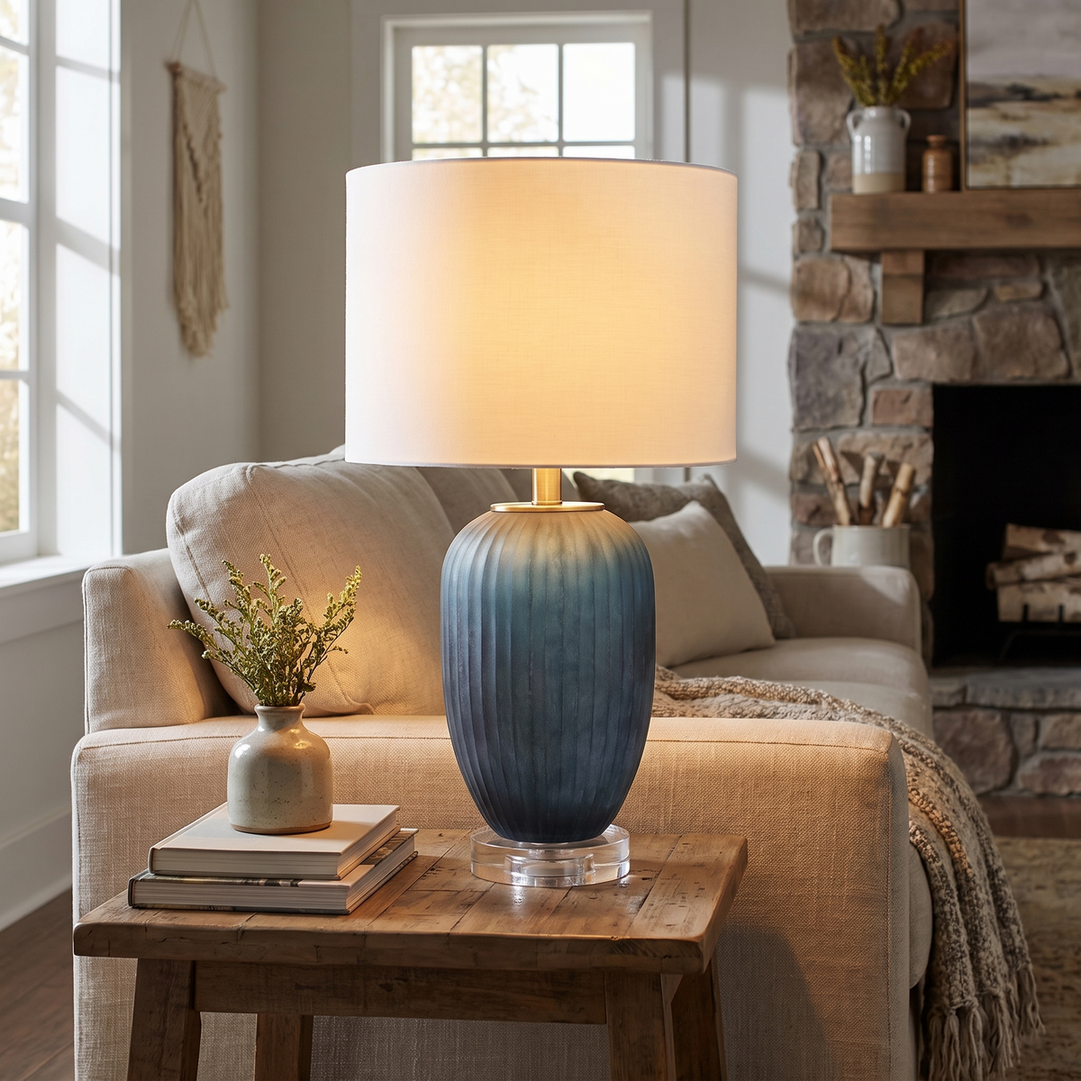 Cedar Table Lamp, shown in use