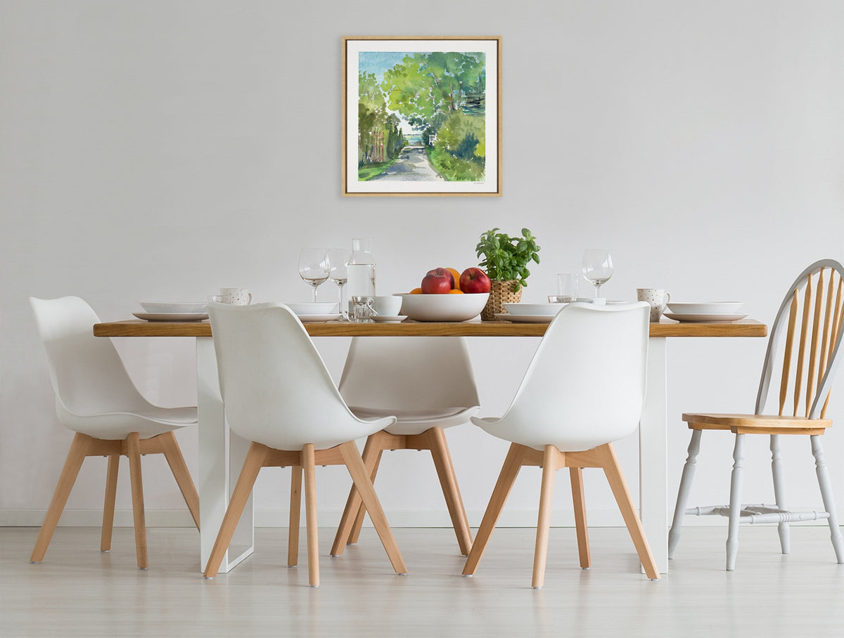 Sylvie The Lane and Sea Framed Canvas by Patricia Shaw